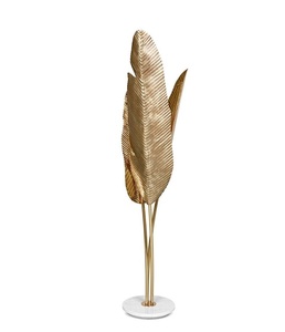 Lampe de table finition dorée, moderne, écologique, en métal rond, avec feuilles décoratives, pour salon, chambre, décoration intérieure - Product Image 4