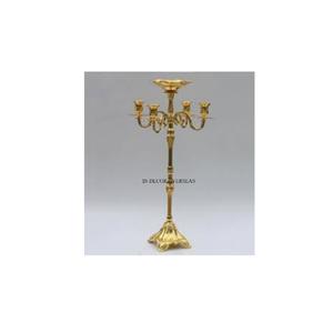 Candelabro de centro de mesa de decoración de boda de 5 brazos de Metal de calidad superior chapado en oro de alta calidad al precio más bajo - Product Image 1