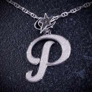 Bijoux de rappeur, pendentif personnalisé avec lettre, argent sterling 925, diamant moissanite, or rose bicolore avec fermoir en forme de cœur - Product Image 6