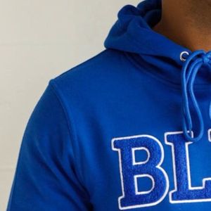 Phi Beta Sigma BLUE Chenille Hoodie <b>Black</b> Soft Cotton <b>Fleece</b> Greek Life Fraternity Pullover Hoody with Kangaroo Pocket - Product Image 3