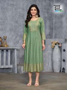 Vestido de rayón Kurti de 14Kg para mujer, diseño impreso de lámina, festivales de boda de alta demanda, recepciones, ropa India pakistaní - Product Image 6