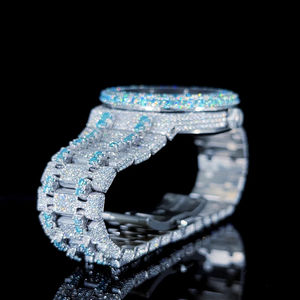 Montre en zircone cubique de qualité supérieure pour hommes et femmes, cadran en acier inoxydable, bracelet style hip-hop, montre sertie de diamants, montre Iced Out - Product Image 4