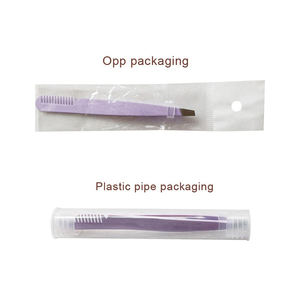 Pinzas para cejas de acero inoxidable con logotipo personalizado de alta calidad OEM al por mayor con punta inclinada y peine sostenible - Product Image 6