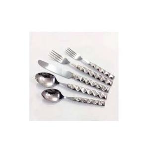 Ensemble de couverts en acier inoxydable de conception exclusive avec ensemble de couverts épais et solides à poignée polie argentée - Product Image 1