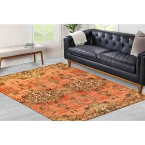 Tapis turc géométrique : Tapis d'intérieur tribal antidérapant, avec poils doux - Product Image 2