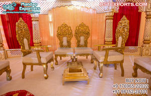 Chaises de mariage traditionnelles en bois Mandap pour cérémonies de mariage hindou en plein air Chaises décoratives en bois Vidhi pour mariages USA - Product Image 4