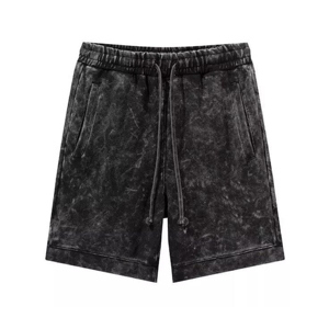 Short en jean délavé à l'acide pour femmes, taille haute, ourlet effiloché, coton, cinq poches, streetwear d'été décontracté - Product Image 1