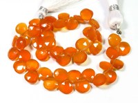 Perles de cornaline naturelle taille cœur Gems Valley, 7 mm, qualité supérieure, 50 carats, lot en gros, brin de 8 pouces, orange facetté