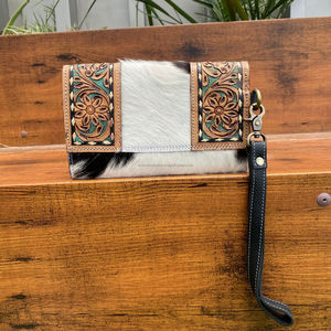 Cartera de mano personalizada hecha a mano de cuero al por mayor para mujer, Cartera de piel de vaca auténtica, tarjetero para mujer, embrague de moda - Product Image 5