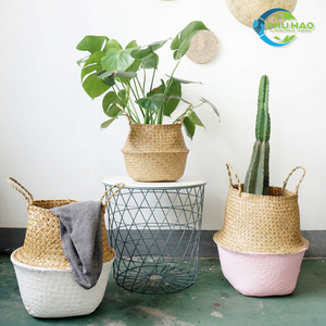 Premium Handwoven Natural <b>SEAGRASS</b> BELLY <b>BASKETS</b> With Handles Eco-Friendly Storage & Fruit Display <b>Laundry</b> Organizer - Product Image 4