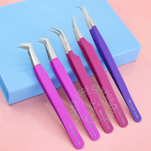 Pinzas de Alta Calidad para Extensión de Pestañas, Volumen, Aislamiento, Multiusos, Agarre de Fibra, Curva de Luna - Product Image 1