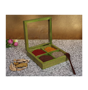 Dernier modèle Boîte à épices en bois de forme carrée Outils de cuisine Boîte Masala Design personnalisé bonne qualité prix bon marché - Product Image 1