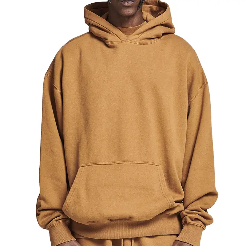 Hommes de Haute qualité Coton Épais Lourd Français Terry Polaire Pull À Capuche Personnalisé Drop épaule Polaire Surdimensionné Hoodies