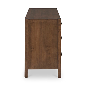 La coiffeuse à tiroirs est équipée de cette tirette en acier inoxydable dans une chambre en bois de teck-Jean - Product Image 3