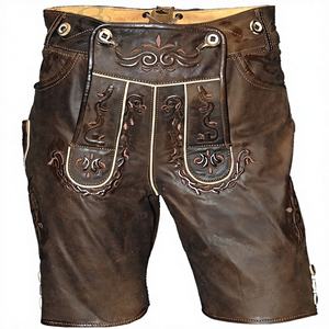 Pantalones de Cuero de Cabra con Correa, Estilo Bávaro para el Festival de la Cerveza Oktoberfest, Resistentes al Viento, para Disfraces de Halloween y Actividades al Aire Libre, 1.2mm - Product Image 1