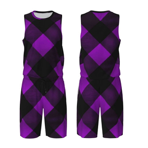 Conjuntos de uniformes de baloncesto para hombres de último diseño, ropa deportiva de poliéster transpirable, uniforme sublimado de cuello redondo para adultos de talla grande - Product Image 1