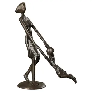 复古外观铸铁母子金属雕像雕塑优雅，适合酒店室内桌面装饰和礼品使用