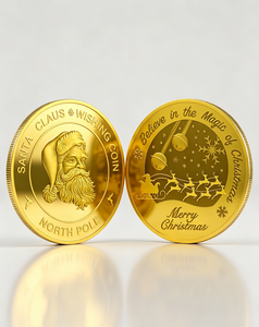 เหรียญอวยพรซานตาคลอส เหรียญที่ระลึกคริสต์มาสขั้วโลกเหนือ เหรียญเคลือบทอง เงิน หรือกระจกเงา ของที่ระลึก ของขวัญ - Product Image 3