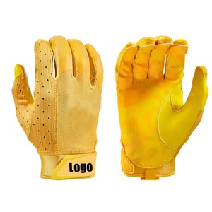Recién llegado, diseño personalizado, agarre de silicona amarilla, guantes de receptor de fútbol americano, guantes de fútbol americano para jóvenes y adultos al aire libre - Product Image 1