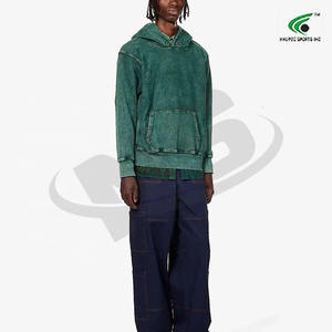 Sweat à capuche délavé à l'acide pour hommes en coton mélangé confortable Pullover Hoodie Basics Logo personnalisé Streetwear Vente en gros - Product Image 5