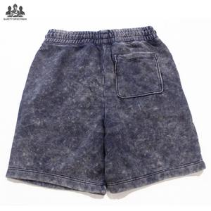 Shorts décontractés pour hommes en coton respirant à taille mi-haute et effet délavé |   Vêtement streetwear surdimensionné teint en pièce |   Coupe décontractée avec cordon de serrage | - Product Image 2