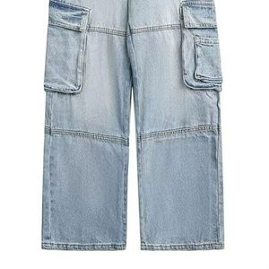 Vaqueros de mezclilla personalizados para hombre, estilo gótico clásico, vaqueros rectos casuales con revestimiento, estilo hip hop, pantalones vaqueros sólidos apilados para hombre - Product Image 3