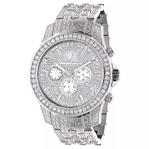 Iced Out Luxury Men's Diamond Chronograph Watch 2ct Escalade Digital Ceramic <b>Band</b> Solid Silver Plated Fashion Jewelry - Product Image 1