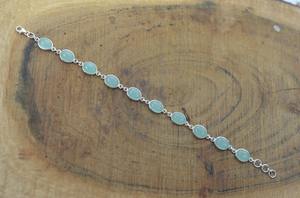Aqua Calcédoine Gemstone Bijoux Pour Femmes Argent Boho Style Bracelet Bijoux En Argent Sterling 925 Tendance Bracelet Fait Main - Product Image 2