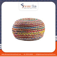 Ventes directes d'usine de pouf rond doux et confortable en coton 100% de couleur naturelle pour la maison à la gamme exclusive