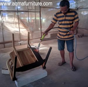 MESA DE MADERA TECA Y ASIENTO DE CUERDA DE 2 BANCOS HECHO EN INDONESIA - Product Image 4