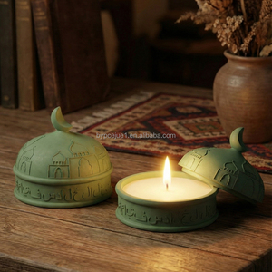 Jueone Crescent Moon Eid Al-Fitr Ramadan Décoration de maison en béton écologique 8oz Pot à bougie vide réutilisable pour l'intérieur/l'extérieur Ornement - Product Image 5