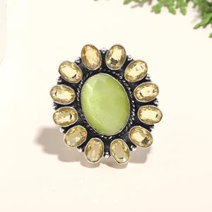 Citrine verte Monalisa bague en forme de fleur pour les femmes 925 argent fait à la main lunette réglage bague de mariage cadeau de fête délicate - Product Image 3