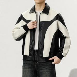 Wholesale Custom Leather Winter <b>Jacket</b> for Men Stand Collar High Quality Breathable Windproof Outdoor Warm Vintage Design - Product Image 4