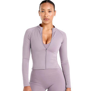 Chaqueta de gimnasio con logotipo personalizado para mujer, forro polar holgado Totalmente personalizado con cremallera larga, ropa informal, procesamiento de punto de estilo más famoso - Product Image 3