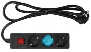 Enchufe con interruptor y cable negro, 3 enchufes, 3 metros (GSC 100005012) - Product Image 1