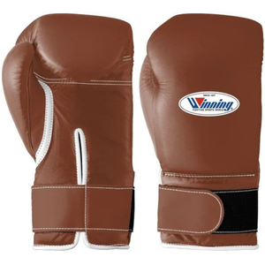 Gants de boxe professionnels en cuir marron avec fermeture velcro au poignet, gants d'entraînement et de sparring pour hommes et femmes - Product Image 1