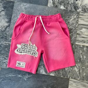 High Street Style Sun Faded Shorts con apliques desgastados Parche Bordado de diamantes de imitación con dobladillo de borde crudo - Product Image 2