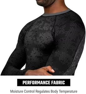 Chemises de sport à compression élastiques personnalisées en gros avec logo pour hommes, manches longues, chemises MMA pour hommes - Product Image 3