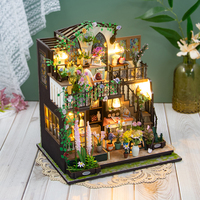 Maison de poupées en bois miniature à deux étages Hongda M2322 Darcy Flower House, kit de construction DIY pour filles