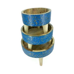 Trending Design Wooden <b>Cake</b> <b>Server</b> Set of 3 Round Shape Dessert Chocolates Stand For Wedding Party Usage - Product Image 3