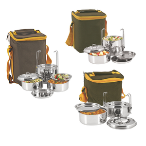 Durable Twin Tiffany Lunch Packs Junior & Senior Acero inoxidable 2-4 Tier Aislado Utensilios de cocina para un almacenamiento eficiente de alimentos - Product Image 1