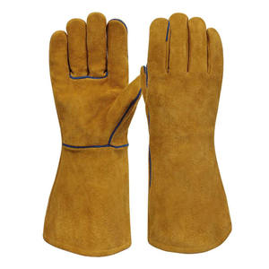 Guantes de soldadura de cuero dividido de piel de vaca de alta calidad, guantes de seguridad para barbacoa ignífugos resistentes al calor de larga duración - Product Image 1