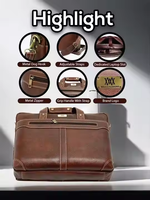 WRIZA sac messager en cuir véritable marron pour hommes bretelles réglables RFID étanche plaine bureau sac à bandoulière pour ordinateur portable Multiple