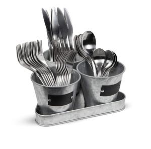 Porte-ustensiles rustique organisateur de couverts serviette avec 6 compartiments avec poignées en bois - Product Image 3