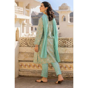 Ensemble de costume 3 pièces en tissu cambric vert imprimé pour femmes - Product Image 3