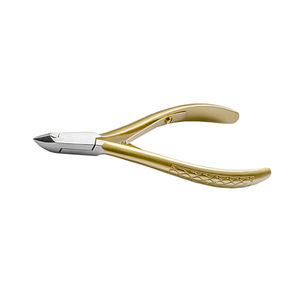 Pinza de uñas de acero inoxidable alemana personalizada con hoja afilada con mango dorado para uso en cutículas y dedos resorte Doble - Product Image 6