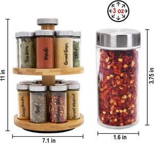 ชั้นวางเครื่องเทศไม้ 2 ชั้น หมุนได้ พับเก็บได้ เป็นมิตรกับสิ่งแวดล้อม พร้อมเครื่องเทศในตัว - Product Image 5