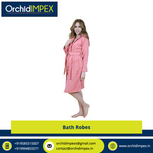 Batas de baño de algodón unisex de secado rápido de la mejor calidad con cuello con capucha de patrón sólido para primavera disponible en cantidad a granel - Product Image 2