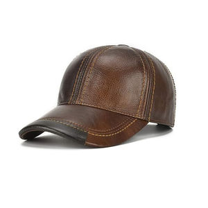 Adjustable Men's Genuine Cowhide Leather <b>Baseball</b> <b>Cap</b> for Fall Winter Outdoor Sports Hat - Product Image 1