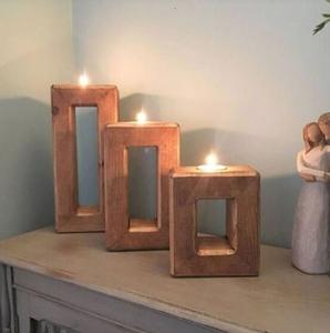 Portavelas de madera, portavelas en forma de corazón, decoración romántica, artículo de decoración del hogar, regalo de madera para aniversario - Product Image 3